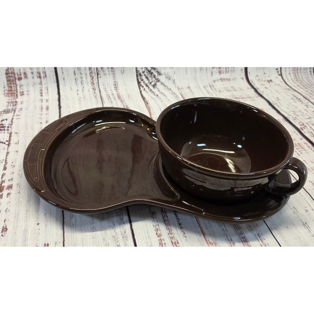 Longaberger Soup and Sandwich Set Brown Excellent Vitrified Pottery